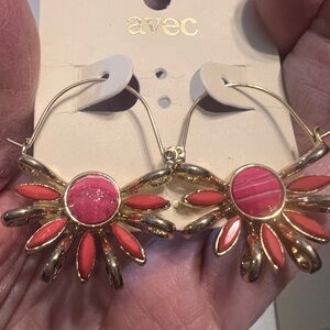 Avec Les Filles Gold and Coral Earrings